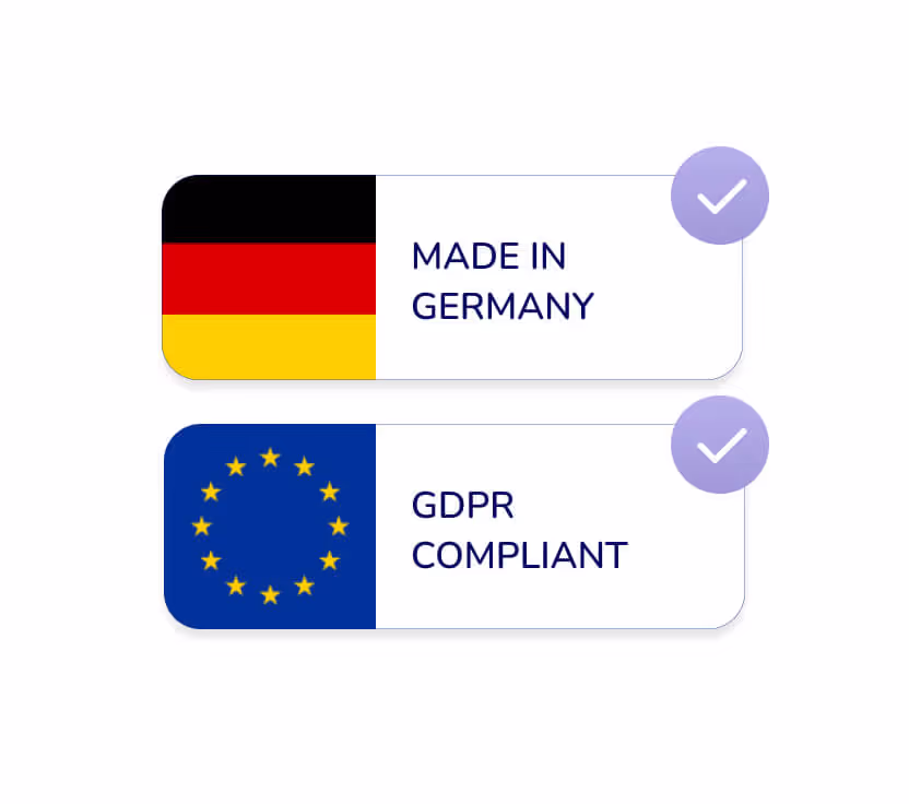 Insignia GDPR y Made in Germany para software.